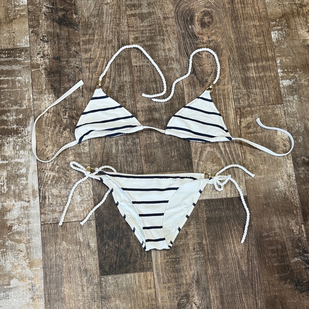Heidi Klein White and Gold Braided Strap